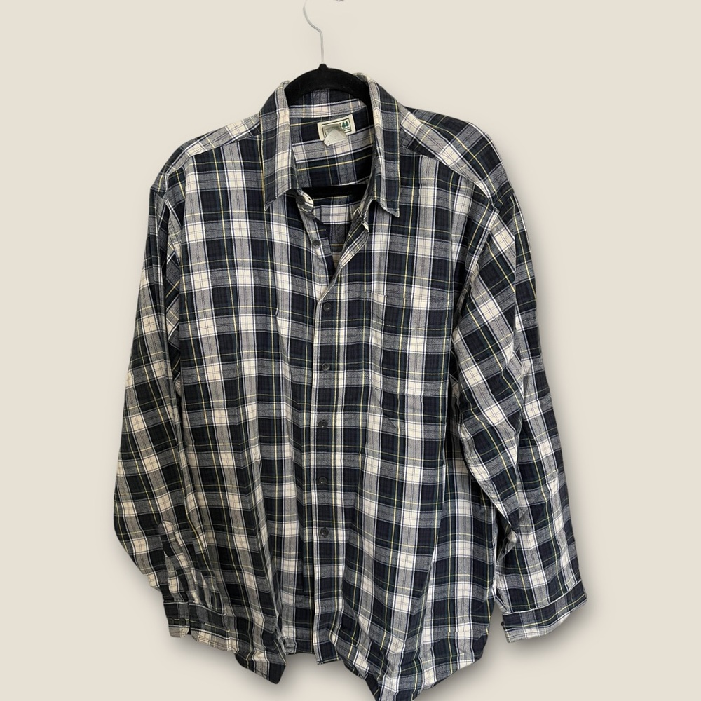 LL Bean Flannel Shirt‎ Men's XL reg Long Sleeve Blue Gray Long Sleeve EXCELLENT